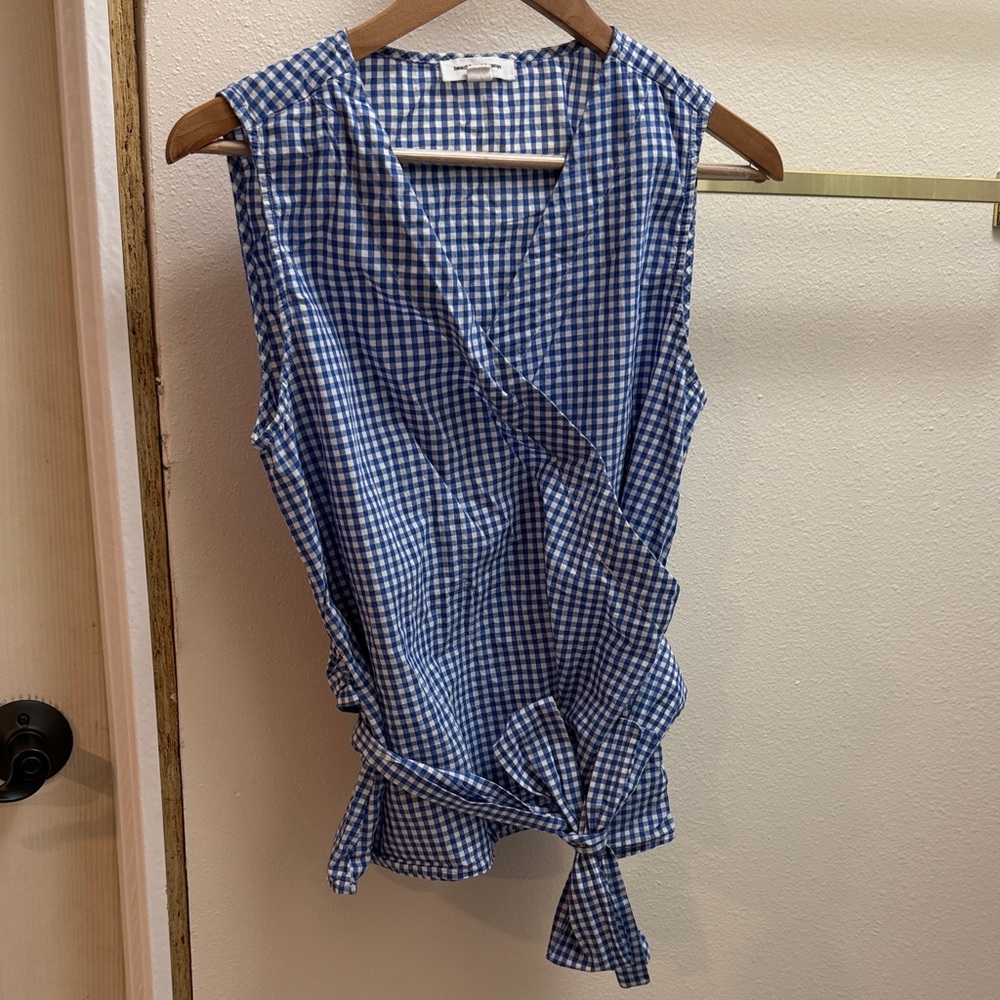 beachlunchlounge Blue Checkered Sleeveless Top